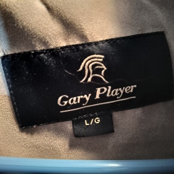M791)Gary Player Tan Faux Suede Golf Full Zip Long Sleeve Large Bomber Jacket - Picture 9 of 11